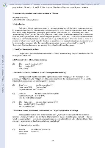 خرید و دانلود نسخه کامل کتاب Pronominally marked noun determiners in Limbu_68b7ebe4b3985.jpeg خرید و دانلود نسخه کامل کتاب Pronominally marked noun determiners in Limbu