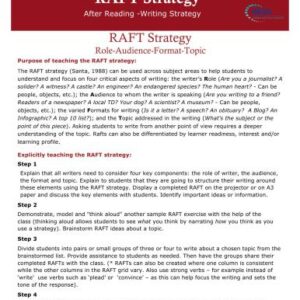 خرید و دانلود نسخه کامل کتاب RAFT Writing Strategy. After Reading