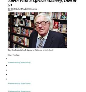 خرید و دانلود نسخه کامل کتاب Ray Bradbury, Who Brought Mars to Earth With a Lyrical Mastery, Dies at 91