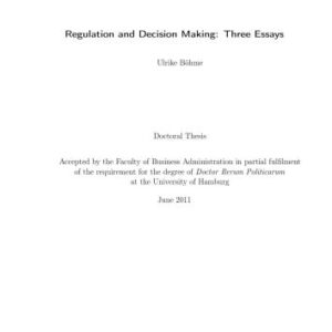 خرید و دانلود نسخه کامل کتاب Regulation and Decision Making: Three Essays