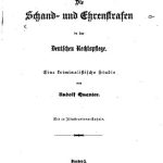خرید و دانلود نسخه کامل کتاب Schand- und Ehrenstrafen in der Deutschen Rechtspflege; eine kriminalistische Studie