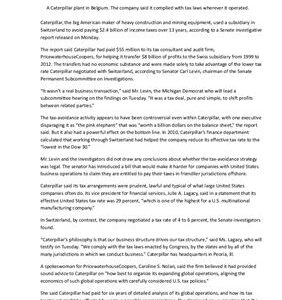 خرید و دانلود نسخه کامل کتاب Senate Report Says Caterpillar Used Swiss Subsidiary to Reduce Taxes