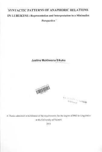 خرید و دانلود نسخه کامل کتاب Syntactic patterns of anaphoric relations in Lubukusu: representation and interpretation in a minimalist perspective_68bc6707e426f.jpeg خرید و دانلود نسخه کامل کتاب Syntactic patterns of anaphoric relations in Lubukusu: representation and interpretation in a minimalist perspective