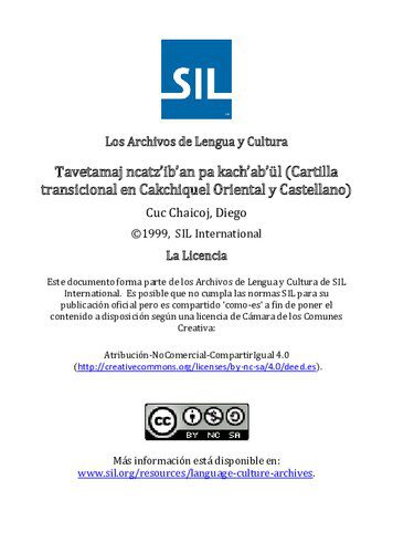 خرید و دانلود نسخه کامل کتاب Tavetamaj Ncatzʼibʼan Pa Kachʼabʼül. Cartilla transicional en Cakchiquel Oriental y Castellano_68b6f0e5f111d.jpeg خرید و دانلود نسخه کامل کتاب Tavetamaj Ncatzʼibʼan Pa Kachʼabʼül. Cartilla transicional en Cakchiquel Oriental y Castellano