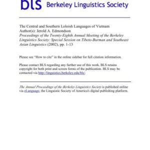 خرید و دانلود نسخه کامل کتاب The Central and Southern Loloish languages of Vietnam