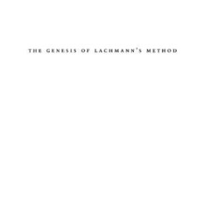 خرید و دانلود نسخه کامل کتاب The Genesis of Lachmann’s Method