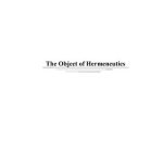 خرید و دانلود نسخه کامل کتاب The Object of Hermeneutics
