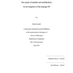 خرید و دانلود نسخه کامل کتاب The syntax of number and modification: An investigation of the Kipsigis DP