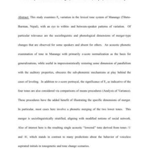 خرید و دانلود نسخه کامل کتاب Variation in Manange (Tibeto-Burman, Nepal): A Case Study