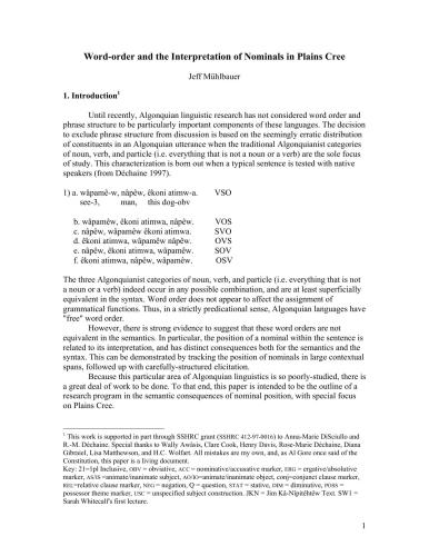 خرید و دانلود نسخه کامل کتاب Word-order and the Interpretation of Nominals in Plains Cree_68b8fd0e15b46.jpeg خرید و دانلود نسخه کامل کتاب Word-order and the Interpretation of Nominals in Plains Cree