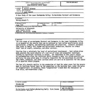 خرید و دانلود نسخه کامل کتاب A Case study of the lower Cochabamba Valley: ex-haciendas Parotani and Caramarca