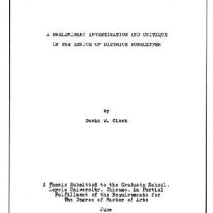 خرید و دانلود نسخه کامل کتاب A preliminary investigation and critique of the ethics of Dietrich Bonhoeffer