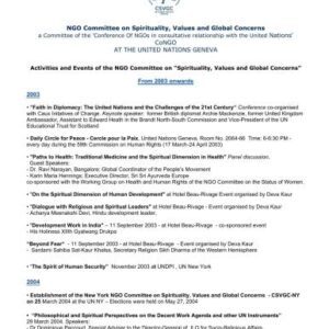 خرید و دانلود نسخه کامل کتاب Activities and Events of the NGO Committee on Spirituality, Values and Global Concerns