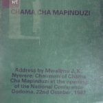 خرید و دانلود نسخه کامل کتاب Address by Mwalimu J. K. Nyerere, Chairman of Chama Cha Mapinduzi at the opening of the National Conference Dodoma, 22nd October, 1987