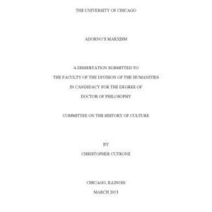 خرید و دانلود نسخه کامل کتاب Adorno’s Marxism [Dissertation]