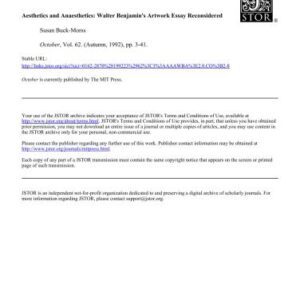 خرید و دانلود نسخه کامل کتاب Aesthetics and Anaesthetics: Walter Benjamin’s Artwork Essay Reconsidered