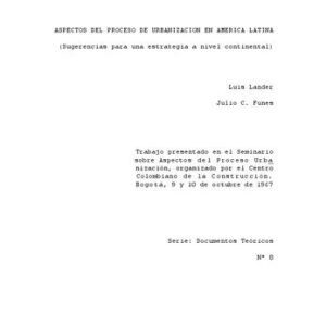 خرید و دانلود نسخه کامل کتاب Aspectos del proceso de urbanización en América Latina (Sugerencias para una estrategia a nivel continental)
