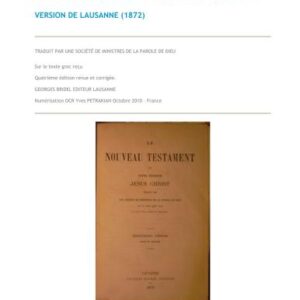 خرید و دانلود نسخه کامل کتاب Bible. Le Nouveau Testament de Notre Seigneur Jesus-Christ. Version de Lausanne (1872)