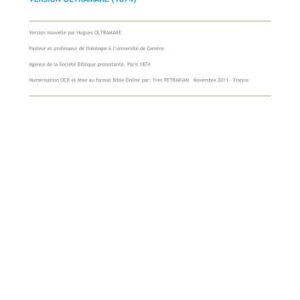 خرید و دانلود نسخه کامل کتاب Bible. Le Nouveau Testament de Notre Seigneur Jesus-Christ. Version Oltramare (1874)