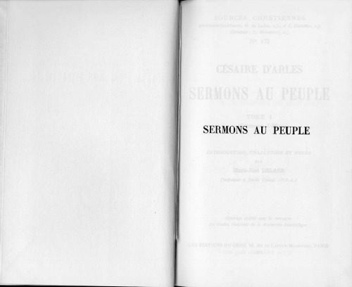 خرید و دانلود نسخه کامل کتاب Césaire d’Arles : Sermons au peuple 1-20, tome I