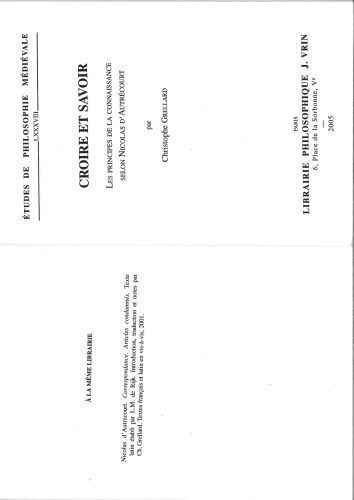 خرید و دانلود نسخه کامل کتاب Croire et savoir. Les principes de la connaissance selon Nicolas d’Autrécourt (French Edition)_68fec26026cb3.jpeg خرید و دانلود نسخه کامل کتاب Croire et savoir. Les principes de la connaissance selon Nicolas d’Autrécourt (French Edition)
