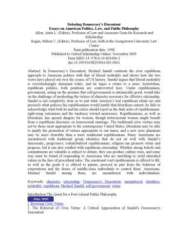 خرید و دانلود نسخه کامل کتاب Debating Democracy’s Discontent: Essays on American Politics, Law, and Public Philosophy_68e91bf63e509.jpeg خرید و دانلود نسخه کامل کتاب Debating Democracy’s Discontent: Essays on American Politics, Law, and Public Philosophy