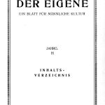 خرید و دانلود نسخه کامل کتاب Der Eigene, Jahrgang IX: Ein Blatt für männliche Kultur