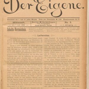 خرید و دانلود نسخه کامل کتاب Der Eigene: No. 3, am 1. Juli 1896