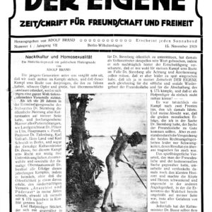 خرید و دانلود نسخه کامل کتاب Der Eigene: Zeitschrift für Freundschaft und Freiheit, Jahrgang VII