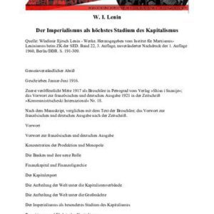 خرید و دانلود نسخه کامل کتاب Der Imperialismus als höchstes Stadium des Kapitalismus