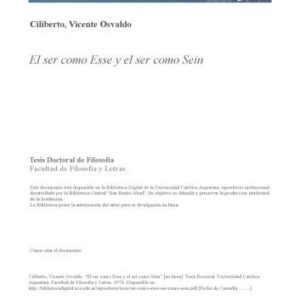 خرید و دانلود نسخه کامل کتاب El ser como Esse y el ser como Sein (Tesis Doctoral)