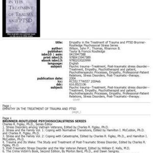 خرید و دانلود نسخه کامل کتاب Empathy in the Treatment of Trauma and PTSD (Series in Psychosocial Stress)