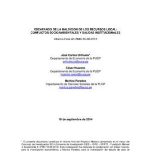 خرید و دانلود نسخه کامل کتاب ESCAPANDO DE LA MALDICION DE LOS RECURSOS LOCAL: CONFLICTOS SOCIOAMBIENTALES Y SALIDAS INSTITUCIONALES