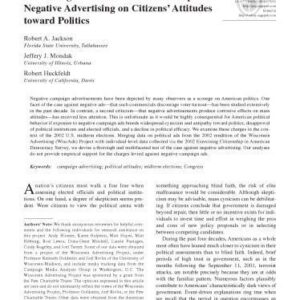 خرید و دانلود نسخه کامل کتاب Examining the Possible Corrosive Impact of Negative Advertising on Citizens’ Attitudes toward Politics
