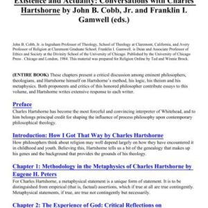 خرید و دانلود نسخه کامل کتاب Existence and Actuality: Conversations with Charles Hartshorne