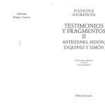 خرید و دانلود نسخه کامل کتاب Filósofos Socráticos, Testimonios y fragmentos. II/ Antístenes, Fedón, Esquines y Simón