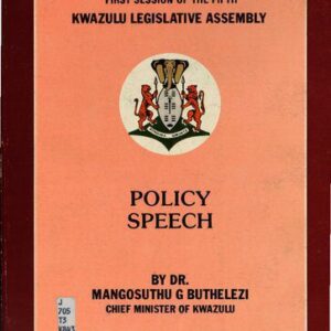 خرید و دانلود نسخه کامل کتاب First Session of the Fifth KwaZulu Legislative Assembly. Policy Speech