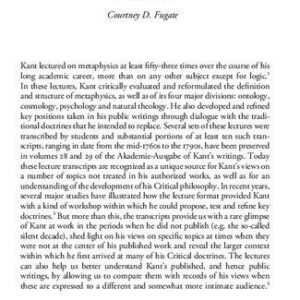 خرید و دانلود نسخه کامل کتاب Kant’s Lectures on Metaphysics: A Critical Guide