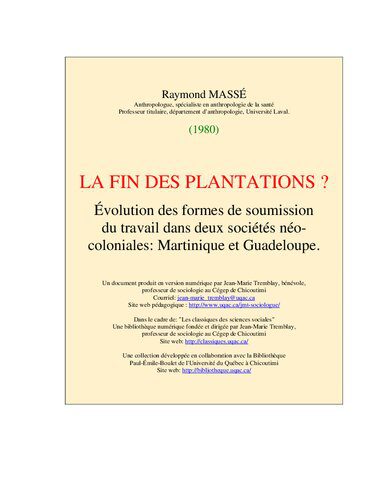 خرید و دانلود نسخه کامل کتاب LA FIN DES PLANTATIONS ? Évolution des formes de soumission au travail dans deux sociétés néo-coloniales. Martinique, Guadeloupe._68e36e6904fd8.jpeg خرید و دانلود نسخه کامل کتاب LA FIN DES PLANTATIONS ? Évolution des formes de soumission au travail dans deux sociétés néo-coloniales. Martinique, Guadeloupe.