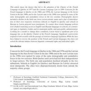خرید و دانلود نسخه کامل کتاب Language Policy and Ethnic Tensions in Quebec and Latvia