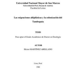 خرید و دانلود نسخه کامل کتاب Las migraciones altiplánicas y la colonización del Tambopata (Madre de Dios)