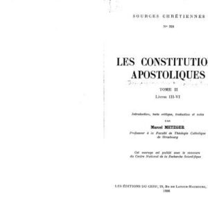 خرید و دانلود نسخه کامل کتاب Les Constitutions apostoliques, tome II