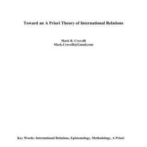 خرید و دانلود نسخه کامل کتاب Mark. Toward an A Priori Theory of International Relations