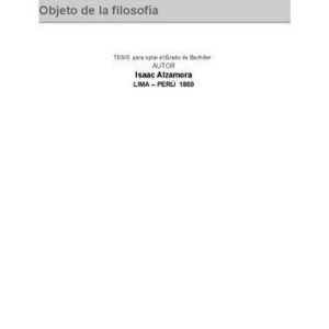 خرید و دانلود نسخه کامل کتاب Objeto de la filosofía