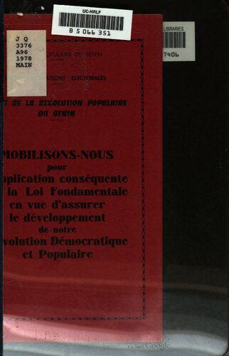 خرید و دانلود نسخه کامل کتاب Parti de la révolution populaire du Bénin. Mobilisons-nous pour l’application conséquente de la Loi fondamentale en vue d’assurer le développement de notre révolution démocratique et populaire_68e8782be9414.jpeg خرید و دانلود نسخه کامل کتاب Parti de la révolution populaire du Bénin. Mobilisons-nous pour l’application conséquente de la Loi fondamentale en vue d’assurer le développement de notre révolution démocratique et populaire