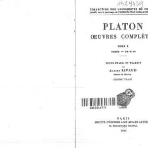 خرید و دانلود نسخه کامل کتاب Platon: Œuvres complètes. Tome X: Timée – Critias