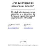 خرید و دانلود نسخه کامل کتاب ¿Por qué migran los peruanos al exterior? Un estudio sobre los determinantes económicos y no económicos de los flujos de migración internacional de peruanos entre 1994 y 2003