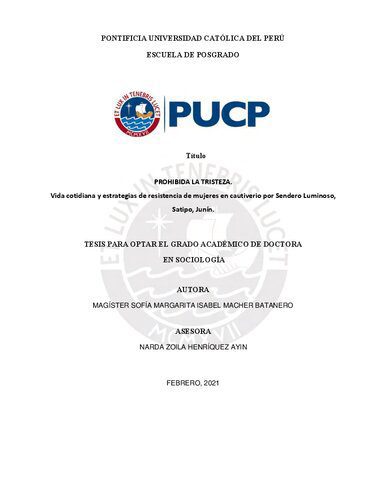 خرید و دانلود نسخه کامل کتاب Prohibida la tristeza : Vida cotidiana y estrategias de resistencia de mujeres en cautiverio por Sendero Luminoso, Satipo, Junín_68f819e927a98.jpeg خرید و دانلود نسخه کامل کتاب Prohibida la tristeza : Vida cotidiana y estrategias de resistencia de mujeres en cautiverio por Sendero Luminoso, Satipo, Junín