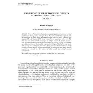 خرید و دانلود نسخه کامل کتاب Prohibition of use of force and threats in international relations