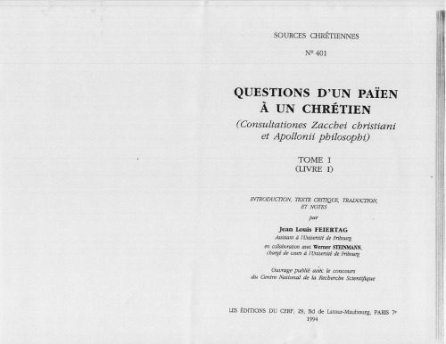 خرید و دانلود نسخه کامل کتاب Questions d’un païen à un chrétien (Consultationes Zacchaei), Livre I, tome I_68e22d449cb81.jpeg خرید و دانلود نسخه کامل کتاب Questions d’un païen à un chrétien (Consultationes Zacchaei), Livre I, tome I